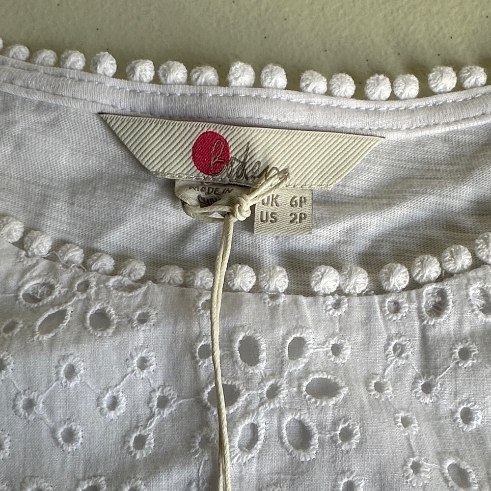 Boden White Embroidered Long Sleeve Top - Picture 4 of 7